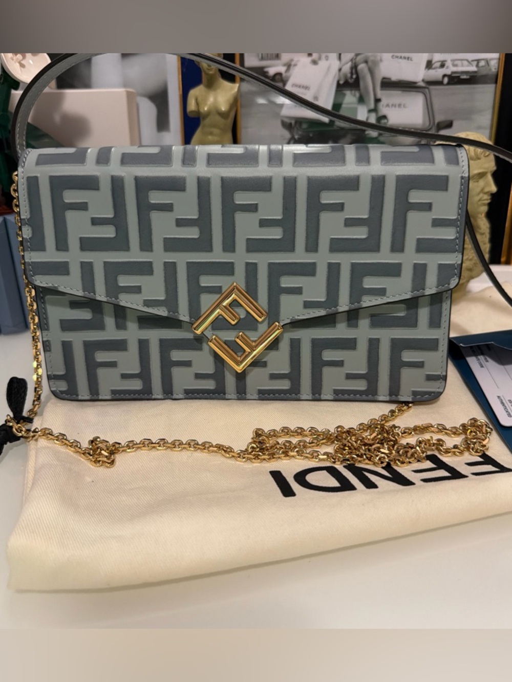 NWOT Authentic Fendi FF diamonds Shoulder/crossbody Bag, with dust bag,box 2 COA